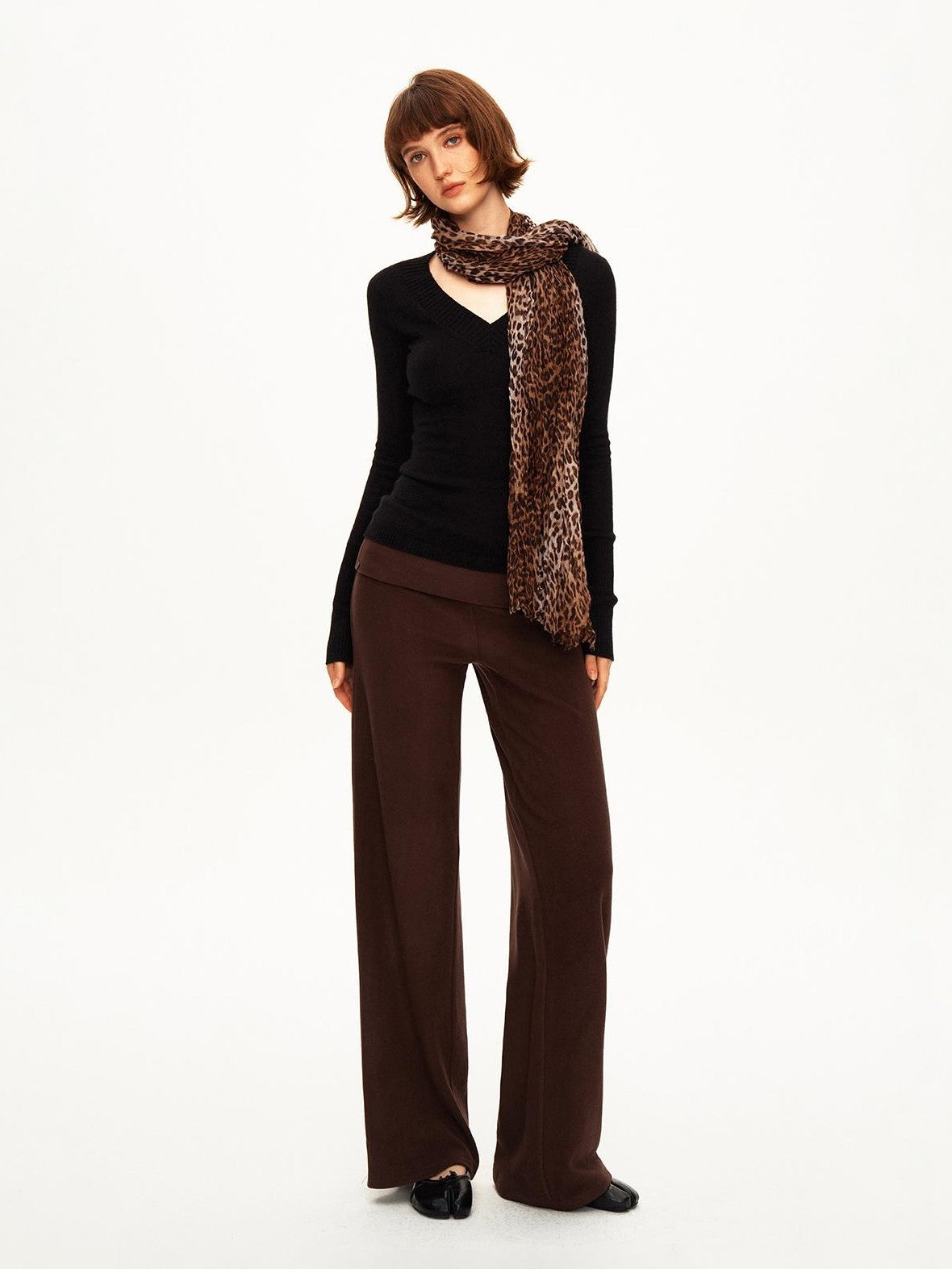 STRIKE A POSE Solid Knit Low Rise Flared Wool Blend Women&