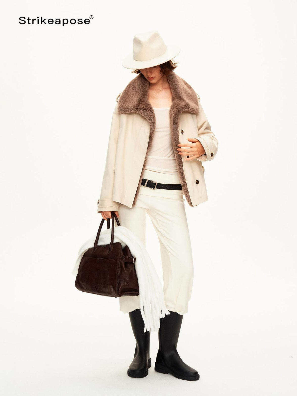 STRIKE A POSE Solid Knit Low Rise Flared Wool Blend Women&