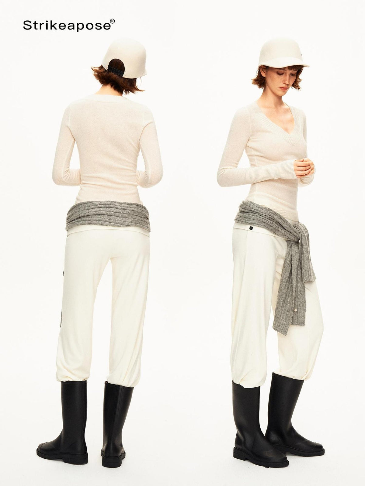 STRIKE A POSE Solid Knit Low Rise Flared Wool Blend Women&
