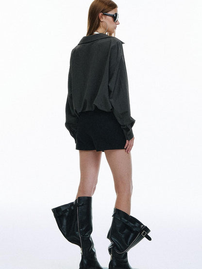 STRIKE A POSE Solid Loose Drape Collar Women&