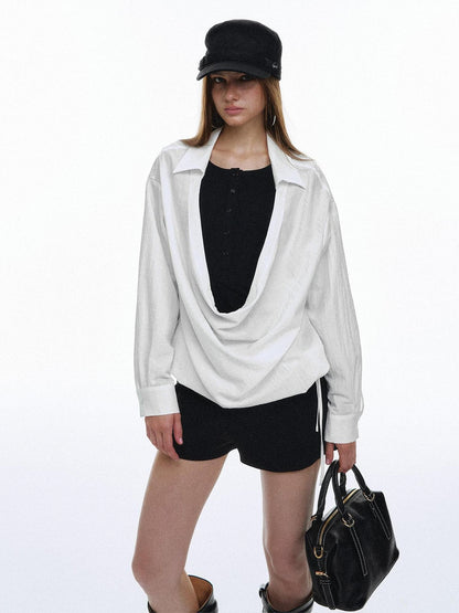 STRIKE A POSE Solid Loose Drape Collar Women&