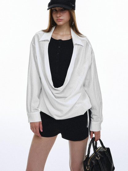 STRIKE A POSE Solid Loose Drape Collar Women&