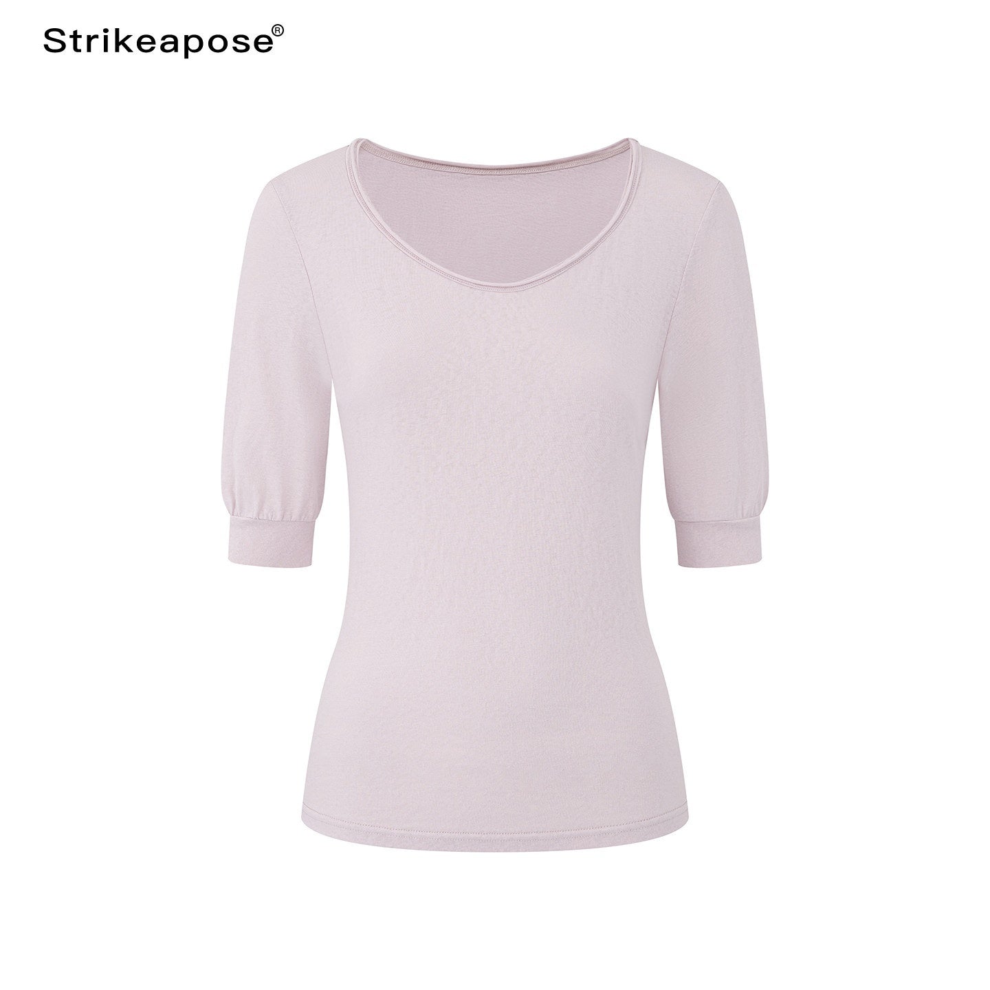 STRIKE_A_POSE_Solid_U_Neck_Cuffed_Half_Slim_Waist_Women&