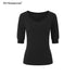 STRIKE_A_POSE_Solid_U_Neck_Cuffed_Half_Slim_Waist_Women&