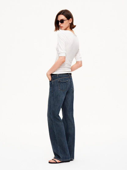 STRIKE A POSE Solid U Neck Cuffed Half Slim Waist Women&