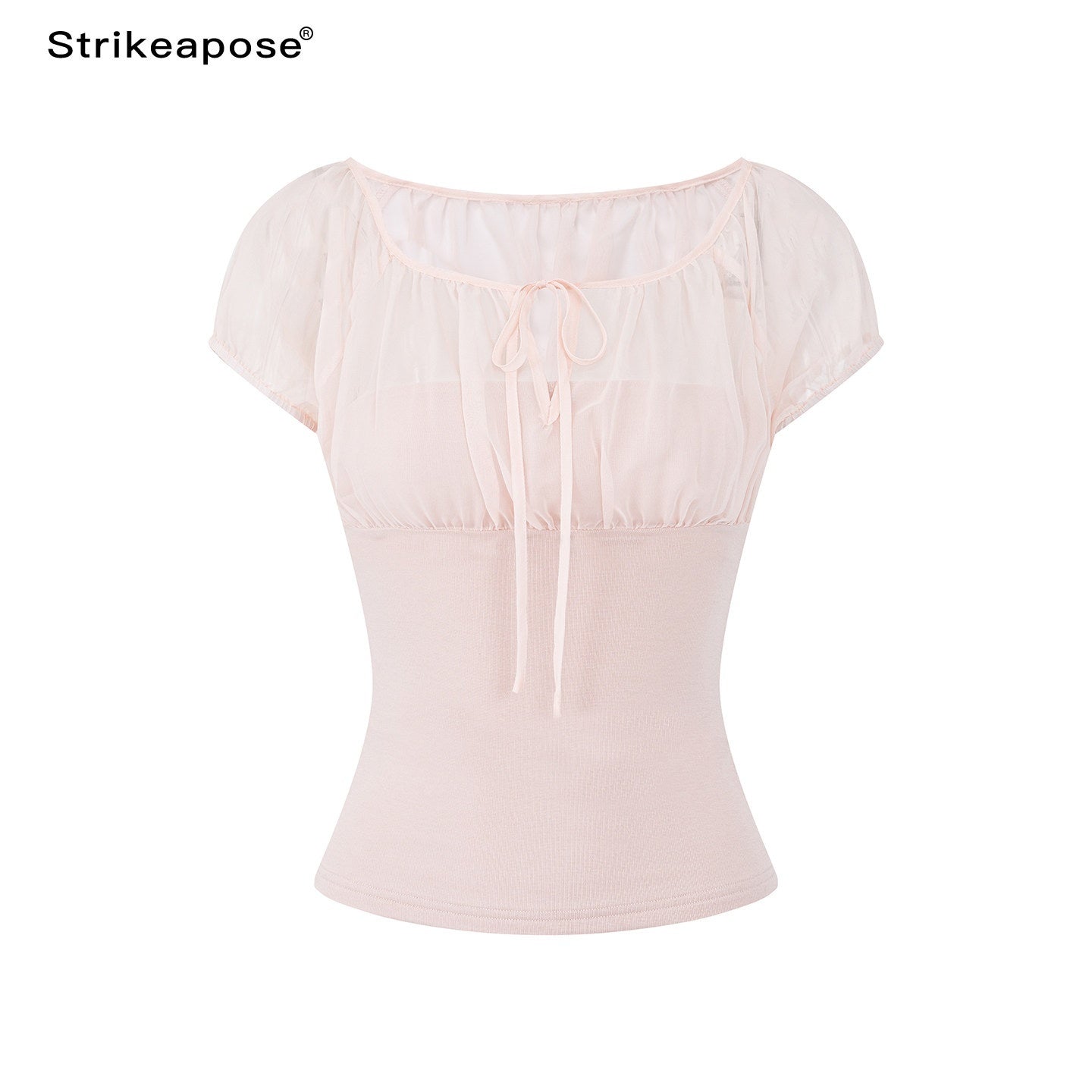 STRIKE_A_POSE_Square_Neck_Mesh_Splice_Waist_Slim_Women&