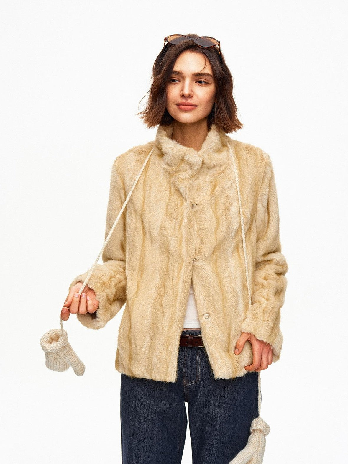 STRIKE A POSE Stand Collar Cropped Vintage Relaxed Eco Friendly Women&
