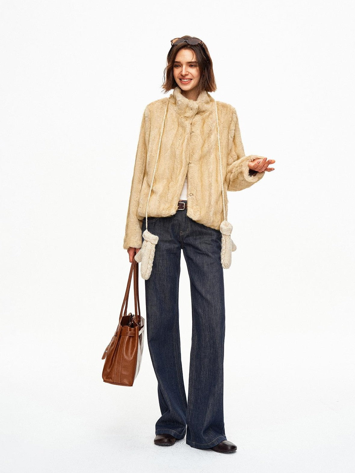 STRIKE A POSE Stand Collar Cropped Vintage Relaxed Eco Friendly Women&