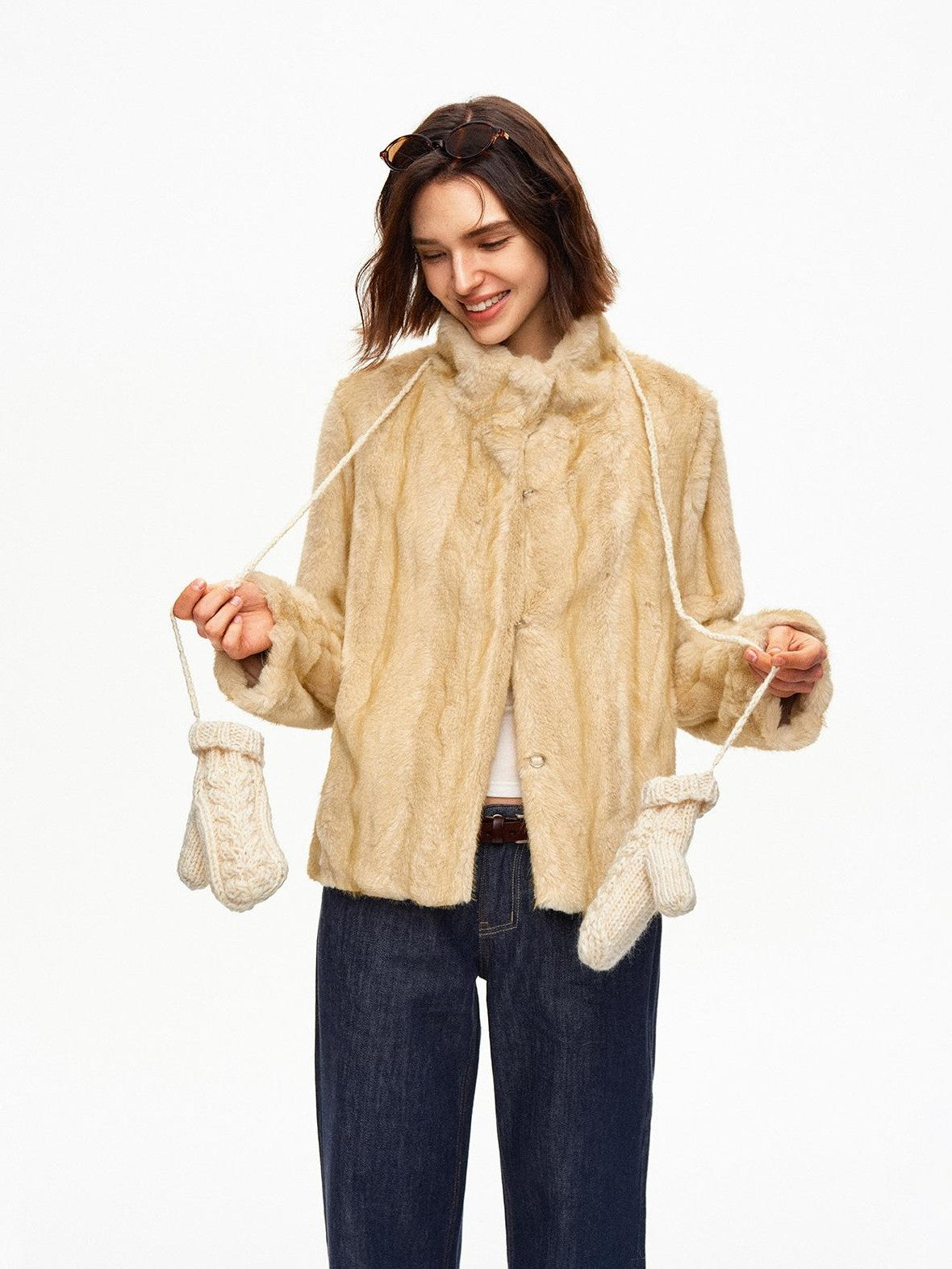 STRIKE A POSE Stand Collar Cropped Vintage Relaxed Eco Friendly Women&