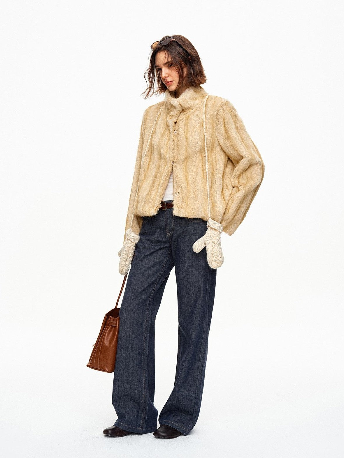 STRIKE A POSE Stand Collar Cropped Vintage Relaxed Eco Friendly Women&