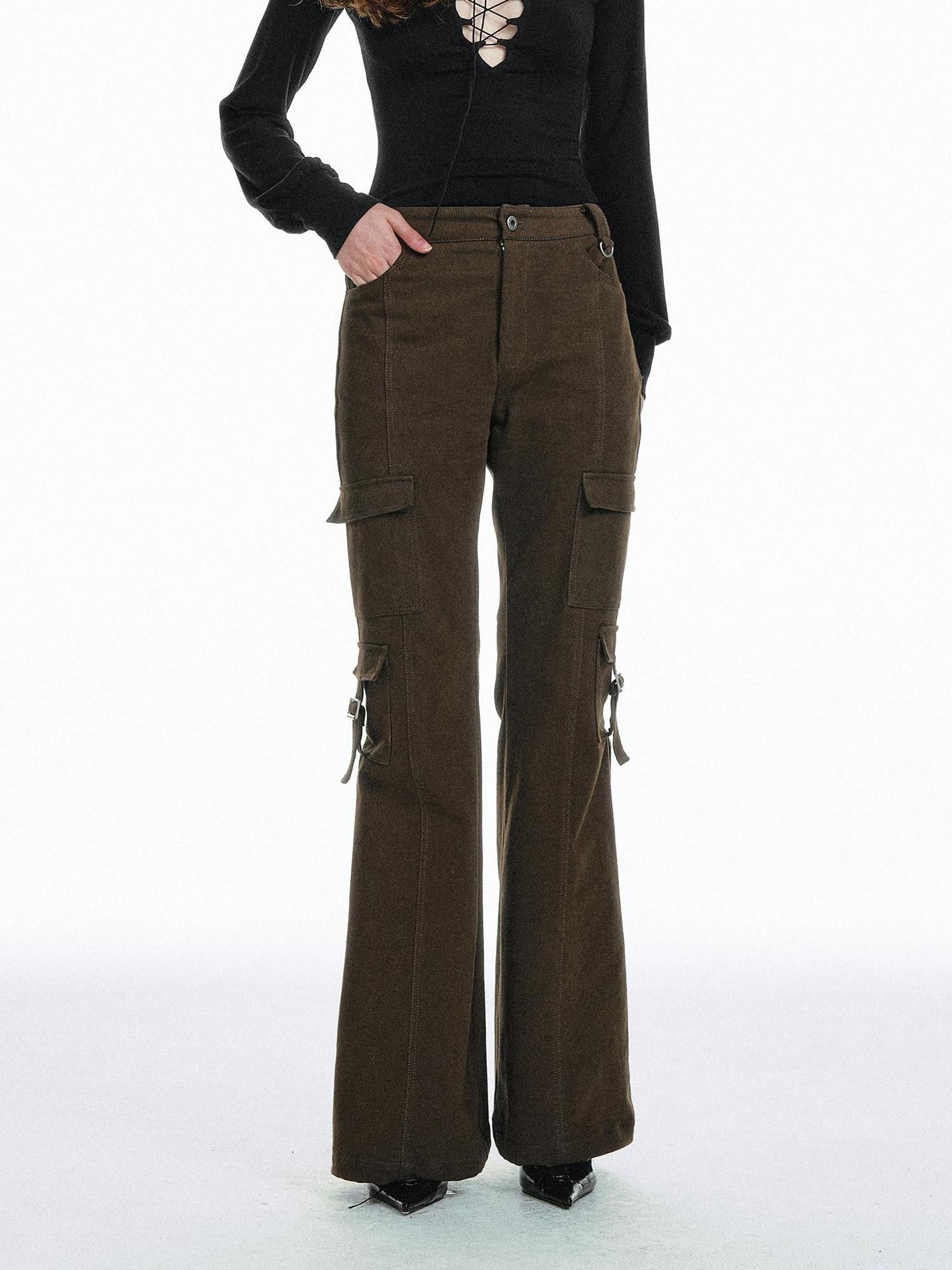 STRIKE A POSE Street Utility Microflare Multi Pocket Drawstring Women&