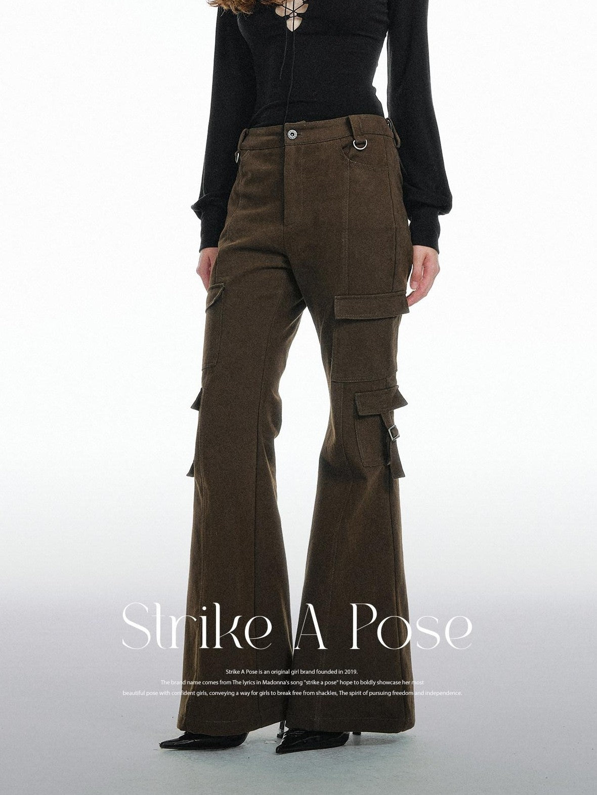 STRIKE A POSE Street Utility Microflare Multi Pocket Drawstring Women&