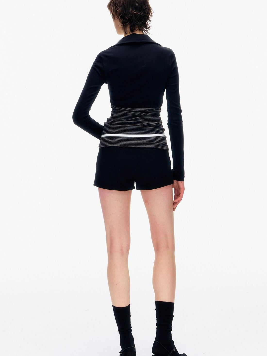 STRIKE A POSE Striped Colorblock Deep V Knit Women&
