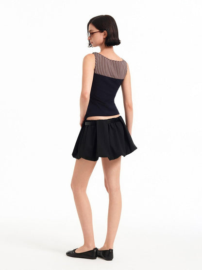STRIKE A POSE Striped Contrast Splice Shirt Collar Knit Fitted Waist Women&