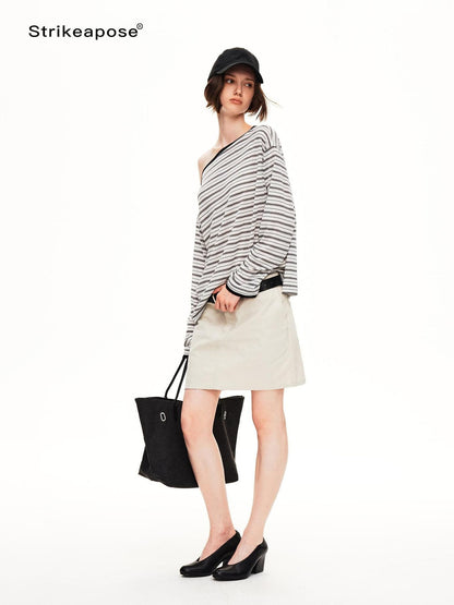 STRIKE A POSE Striped Shiny Color Block Lyocell Women&