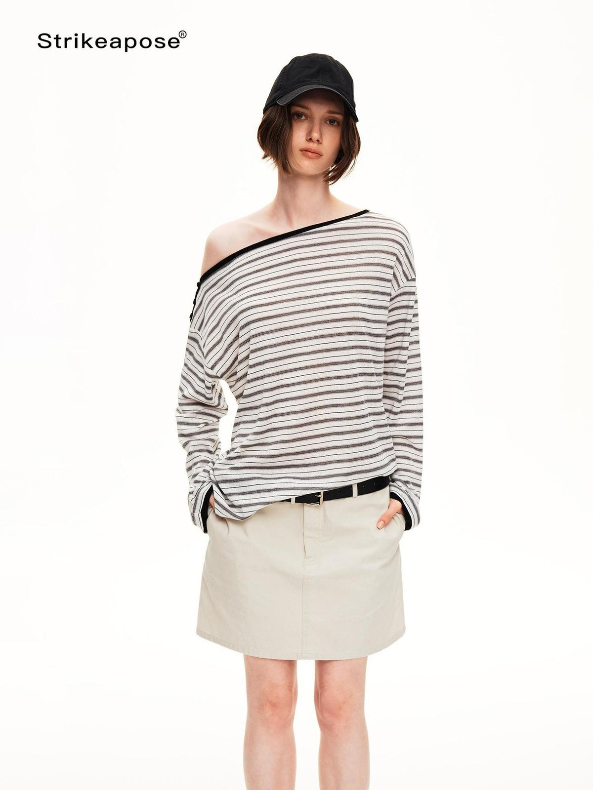 STRIKE A POSE Striped Shiny Color Block Lyocell Women&