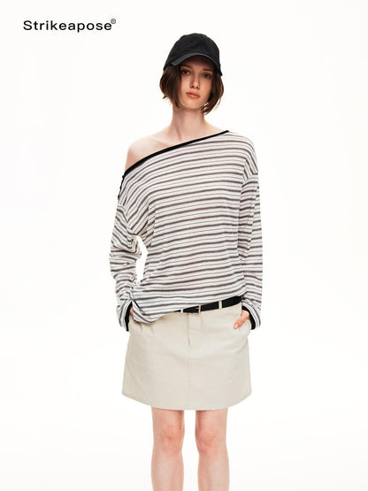 STRIKE A POSE Striped Shiny Color Block Lyocell Women&