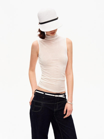 STRIKE A POSE Subtle Back Reveal Mock Neck Slim Knit Women&