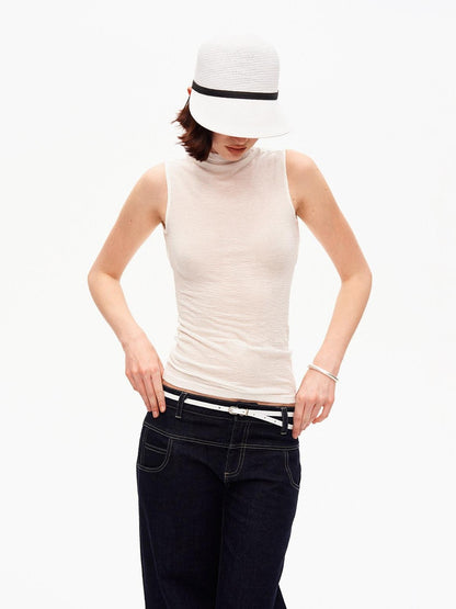 STRIKE A POSE Subtle Back Reveal Mock Neck Slim Knit Women&