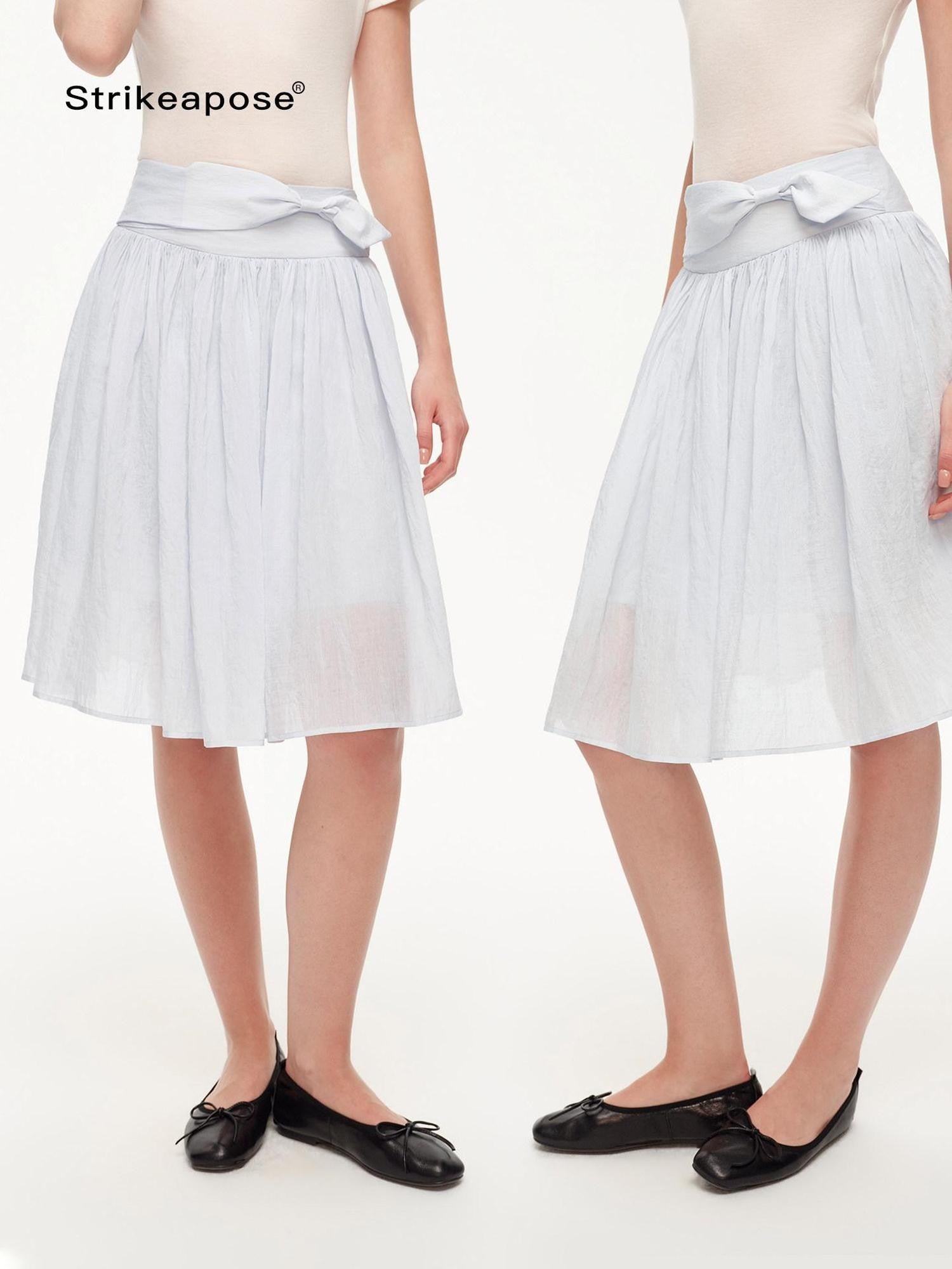 STRIKE A POSE Textured Bow Asymmetric Twist Side Zip Ballet Women&