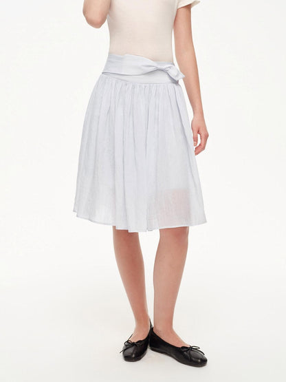 STRIKE A POSE Textured Bow Asymmetric Twist Side Zip Ballet Women&