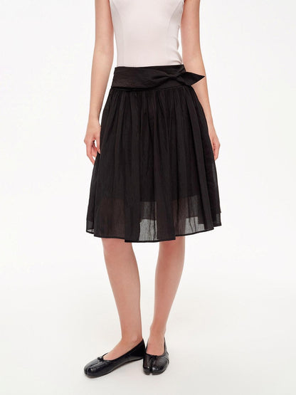 STRIKE A POSE Textured Bow Asymmetric Twist Side Zip Ballet Women&