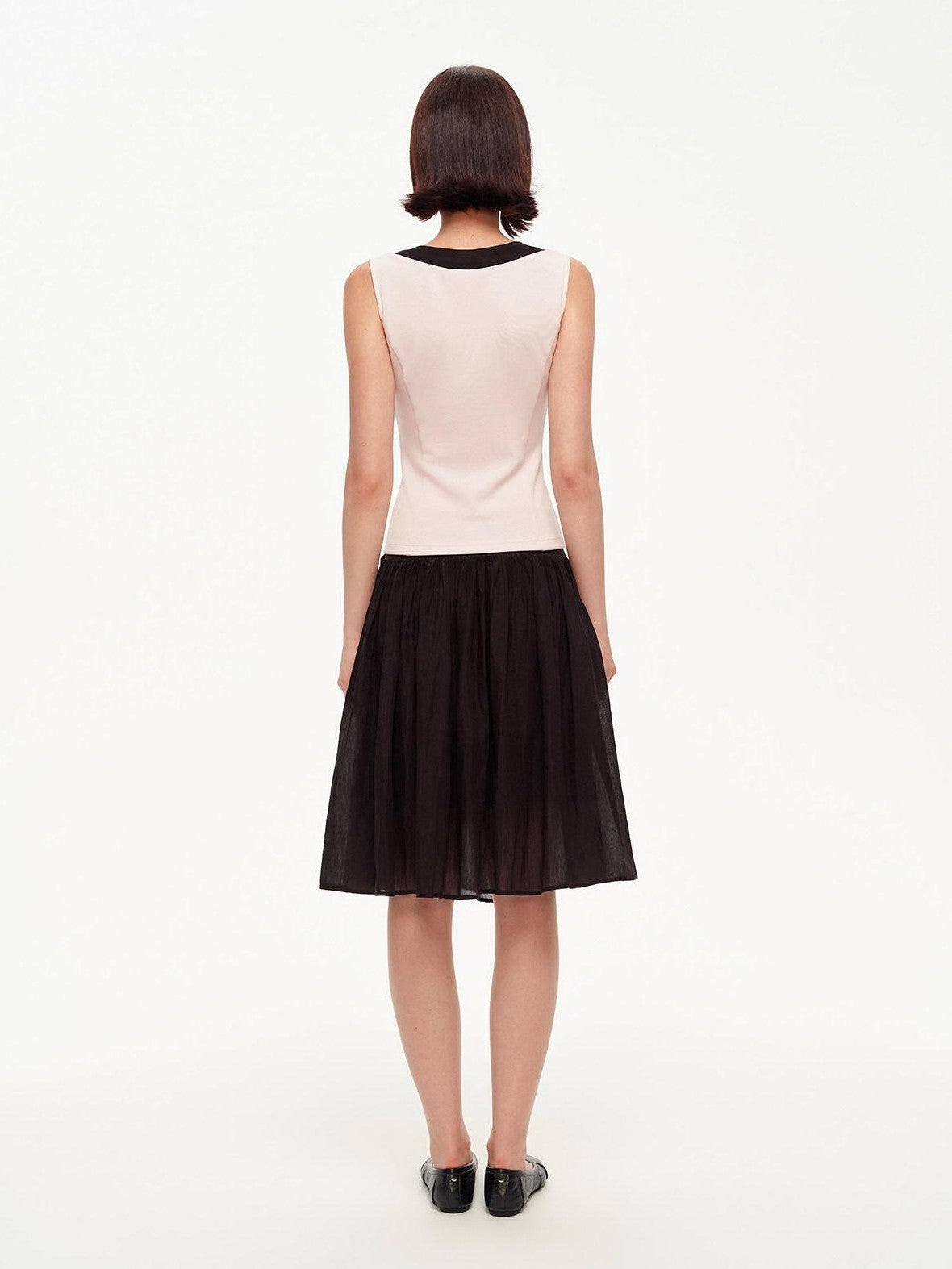 STRIKE A POSE Textured Bow Asymmetric Twist Side Zip Ballet Women&
