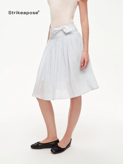 STRIKE A POSE Textured Bow Asymmetric Twist Side Zip Ballet Women&