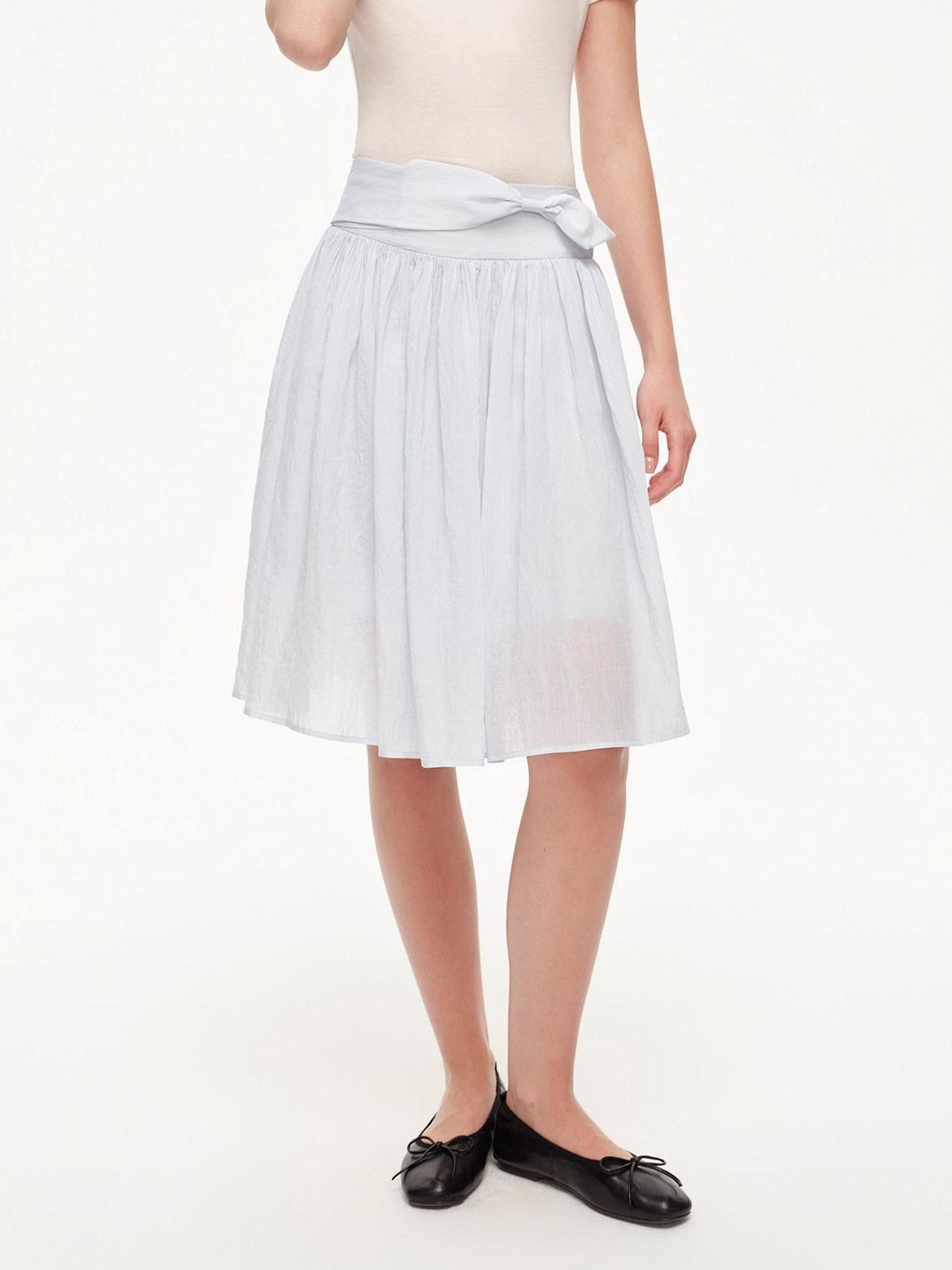 STRIKE A POSE Textured Bow Asymmetric Twist Side Zip Ballet Women&