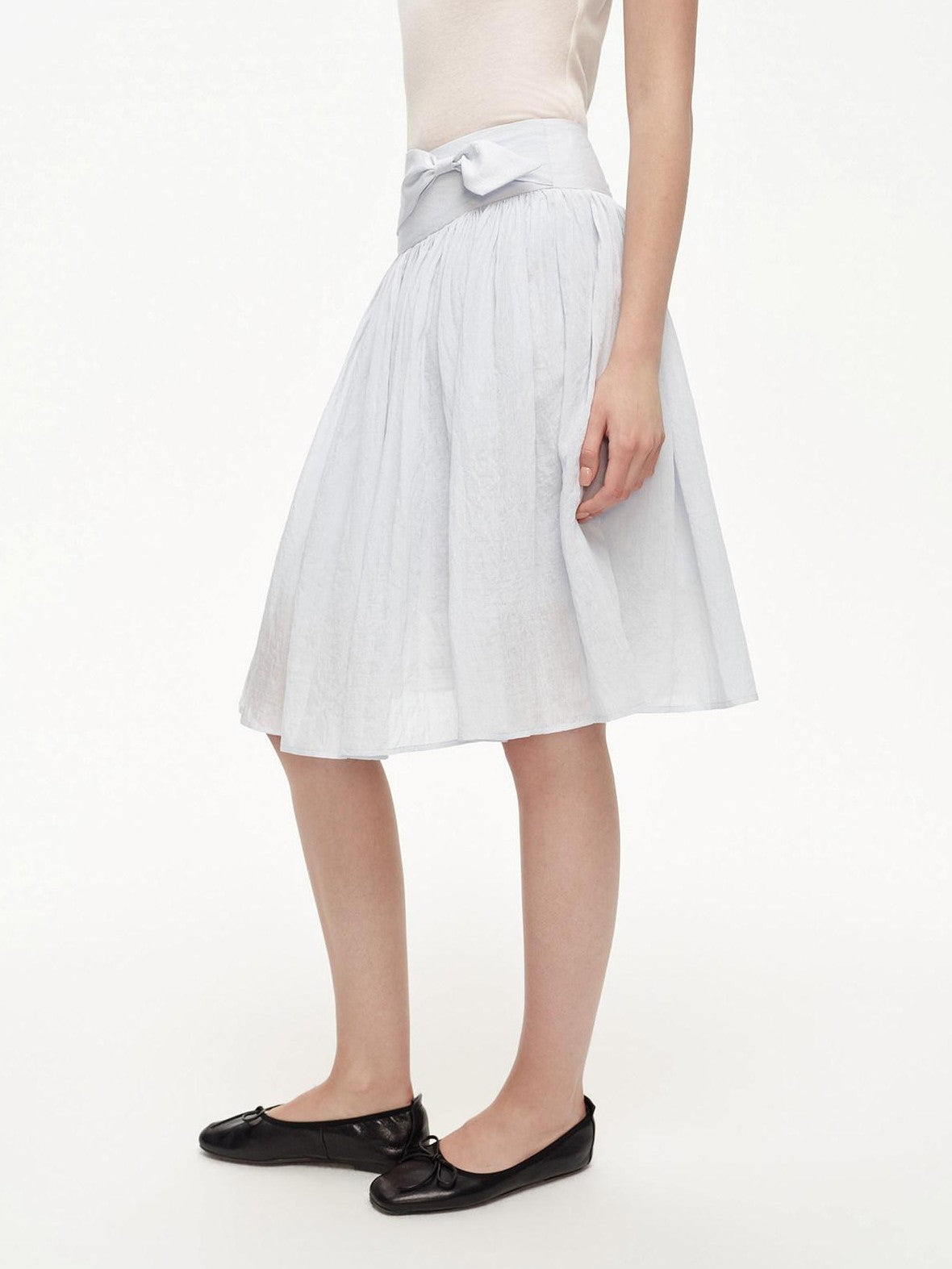 STRIKE A POSE Textured Bow Asymmetric Twist Side Zip Ballet Women&