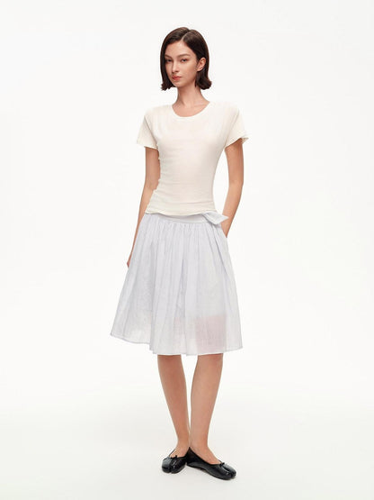 STRIKE A POSE Textured Bow Asymmetric Twist Side Zip Ballet Women&