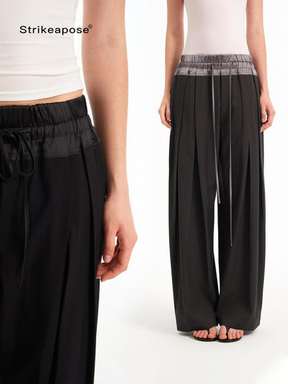 STRIKE A POSE Textured Colorblock High Waist Stretch Loose Women&