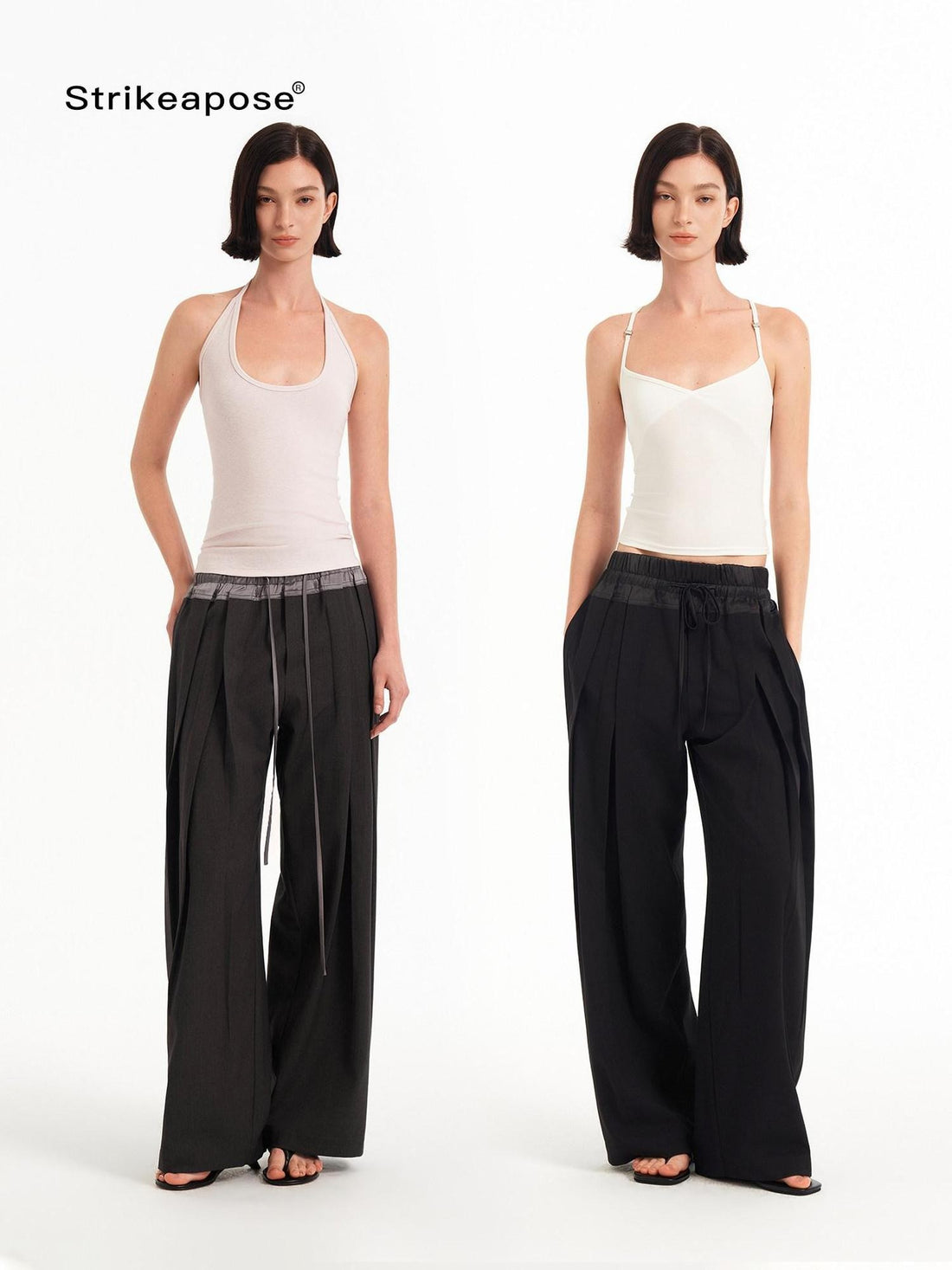 STRIKE A POSE Textured Colorblock High Waist Stretch Loose Women&