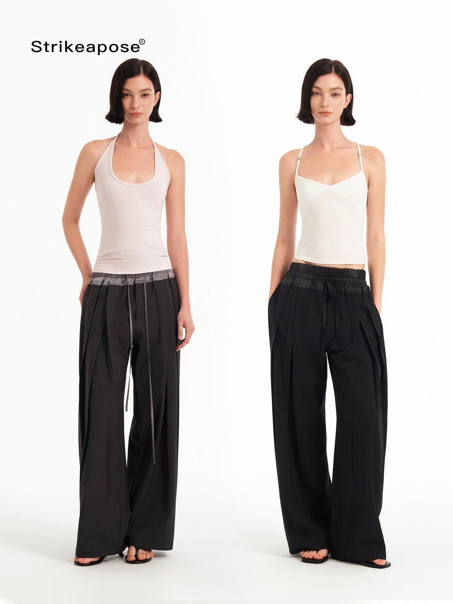 STRIKE A POSE Textured Colorblock High Waist Stretch Loose Women&