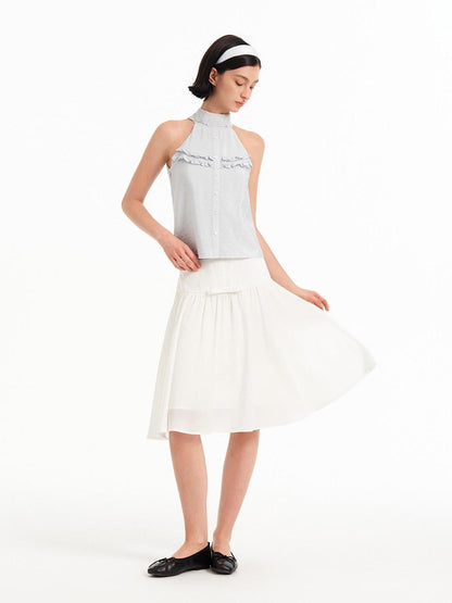 STRIKE A POSE Textured Convertible Stand Collar Ruffle Button Slim Women&