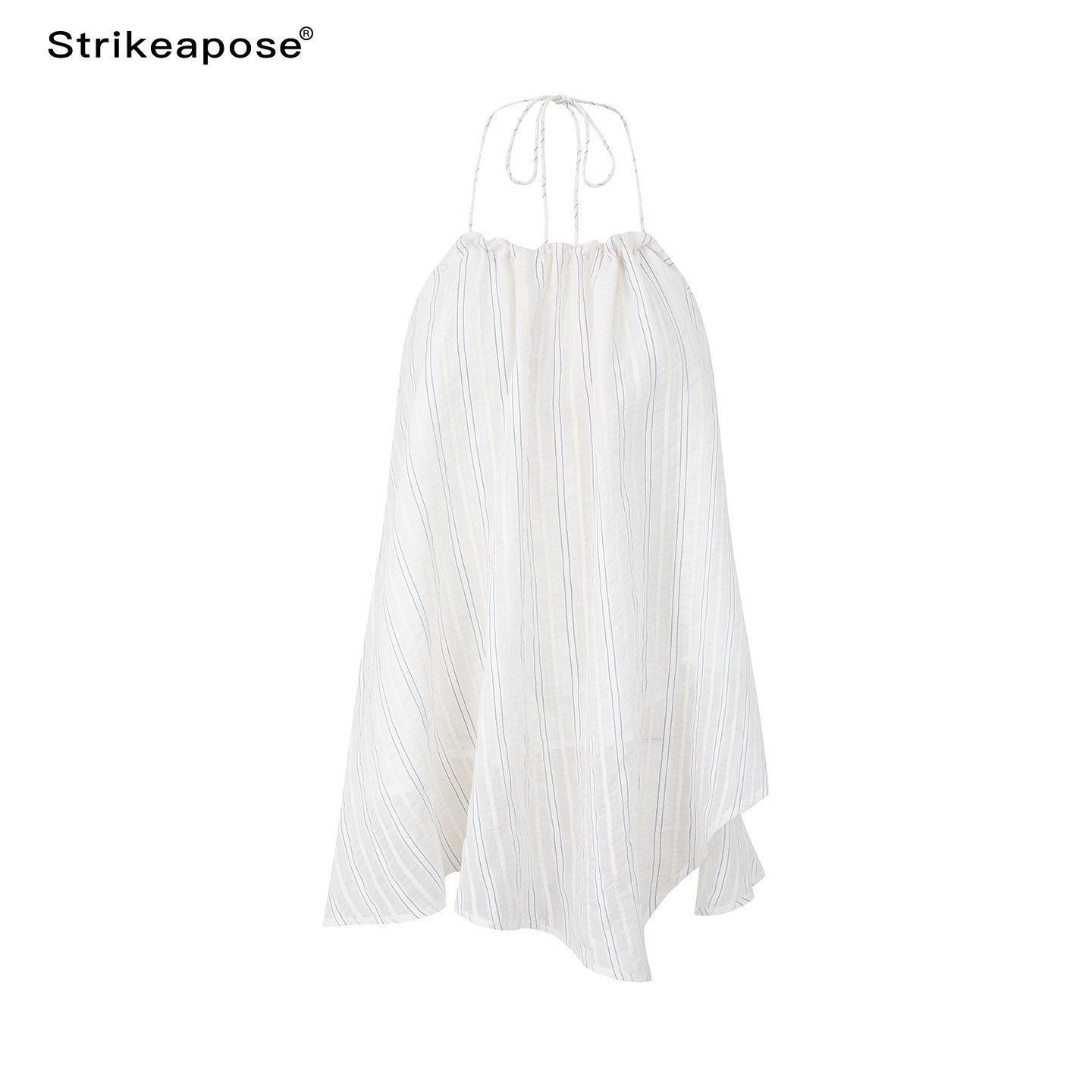 STRIKE_A_POSE_Textured_Ruched_Halter_A_Line_Slanted_Hem_Layered_Women&