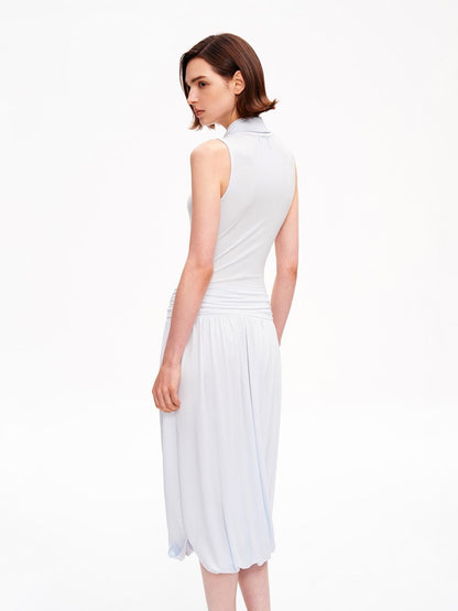 STRIKE A POSE Textured Sleeveless Mock Neck Fitted Waist Women&