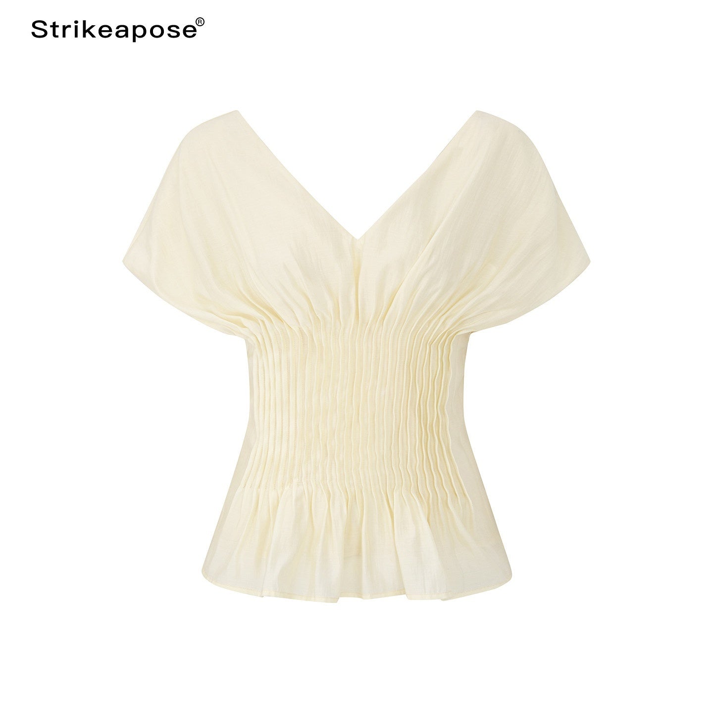STRIKE_A_POSE_Textured_V-neck_Waist_Tuck_3d_Tailored_Women&