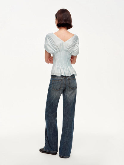 STRIKE A POSE Textured V-neck Waist Tuck 3d Tailored Women&