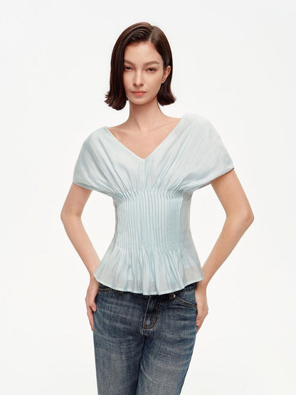STRIKE A POSE Textured V-neck Waist Tuck 3d Tailored Women&