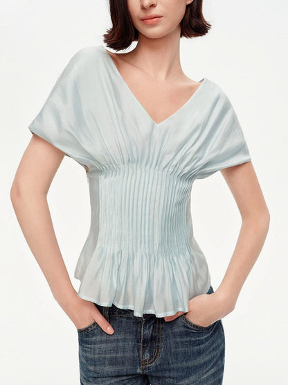 STRIKE A POSE Textured V-neck Waist Tuck 3d Tailored Women&