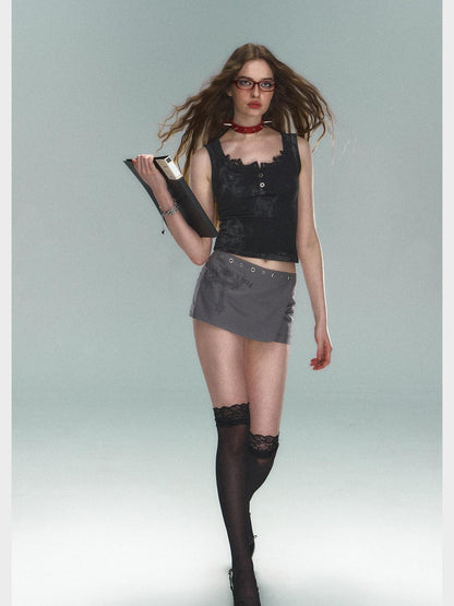 STRIKE A POSE Thorn Rose Foil Print Dark Pattern Lace Splice Women&
