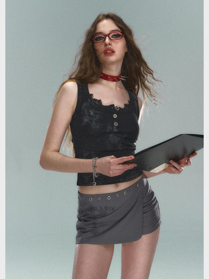 STRIKE A POSE Thorn Rose Foil Print Dark Pattern Lace Splice Women&