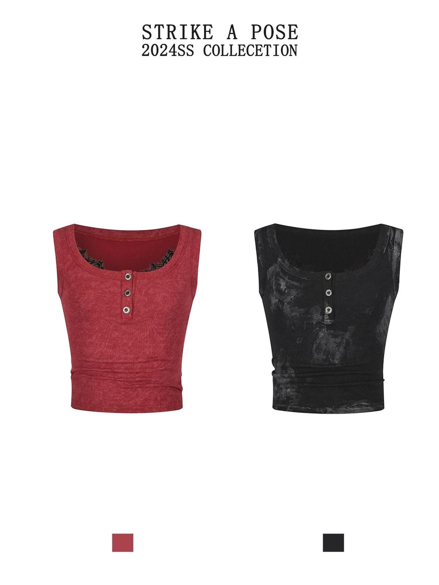 STRIKE A POSE Thorn Rose Foil Print Dark Pattern Lace Splice Women&
