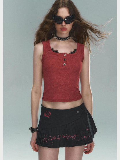STRIKE A POSE Thorn Rose Foil Print Dark Pattern Lace Splice Women&