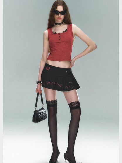 STRIKE A POSE Thorn Rose Foil Print Dark Pattern Lace Splice Women&