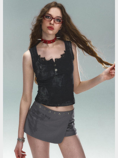 STRIKE A POSE Thorn Rose Foil Print Dark Pattern Lace Splice Women&