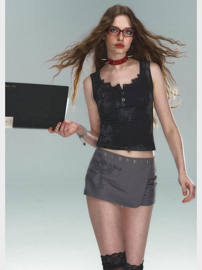 STRIKE A POSE Thorn Rose Foil Print Dark Pattern Lace Splice Women&