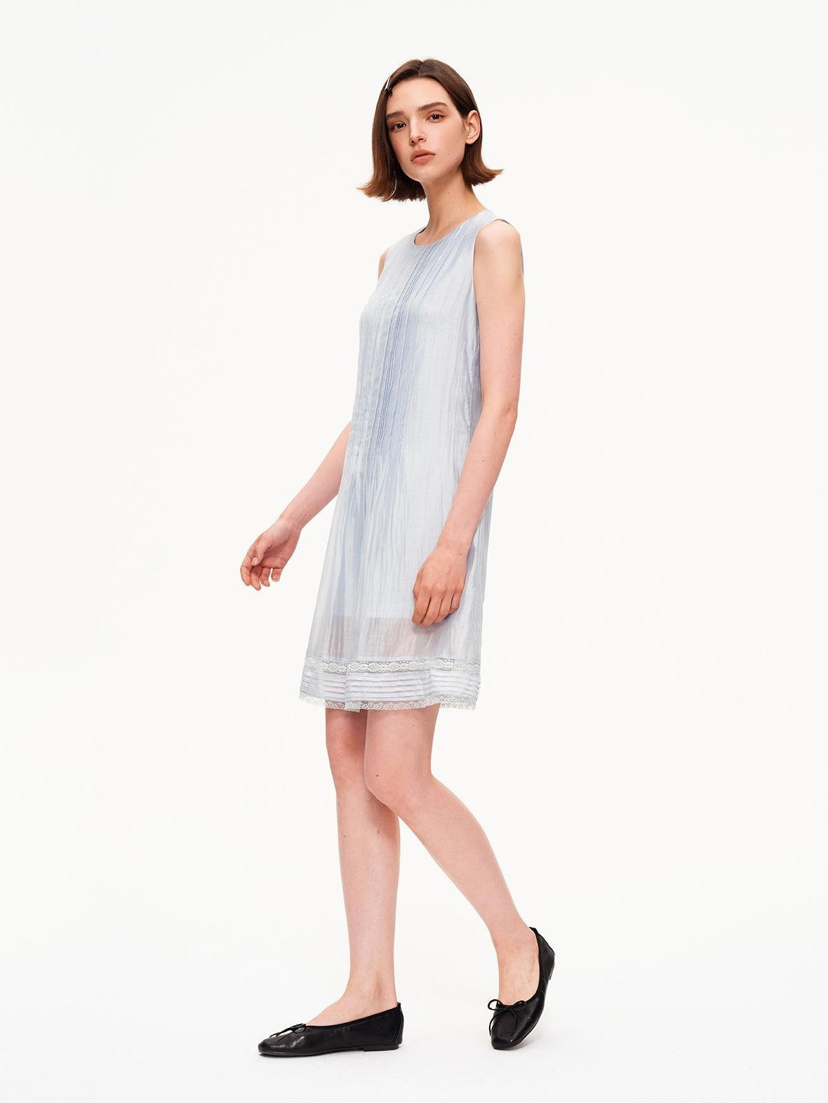 STRIKE A POSE Tuck Pleat Double Layer Aline Sleeveless Women&