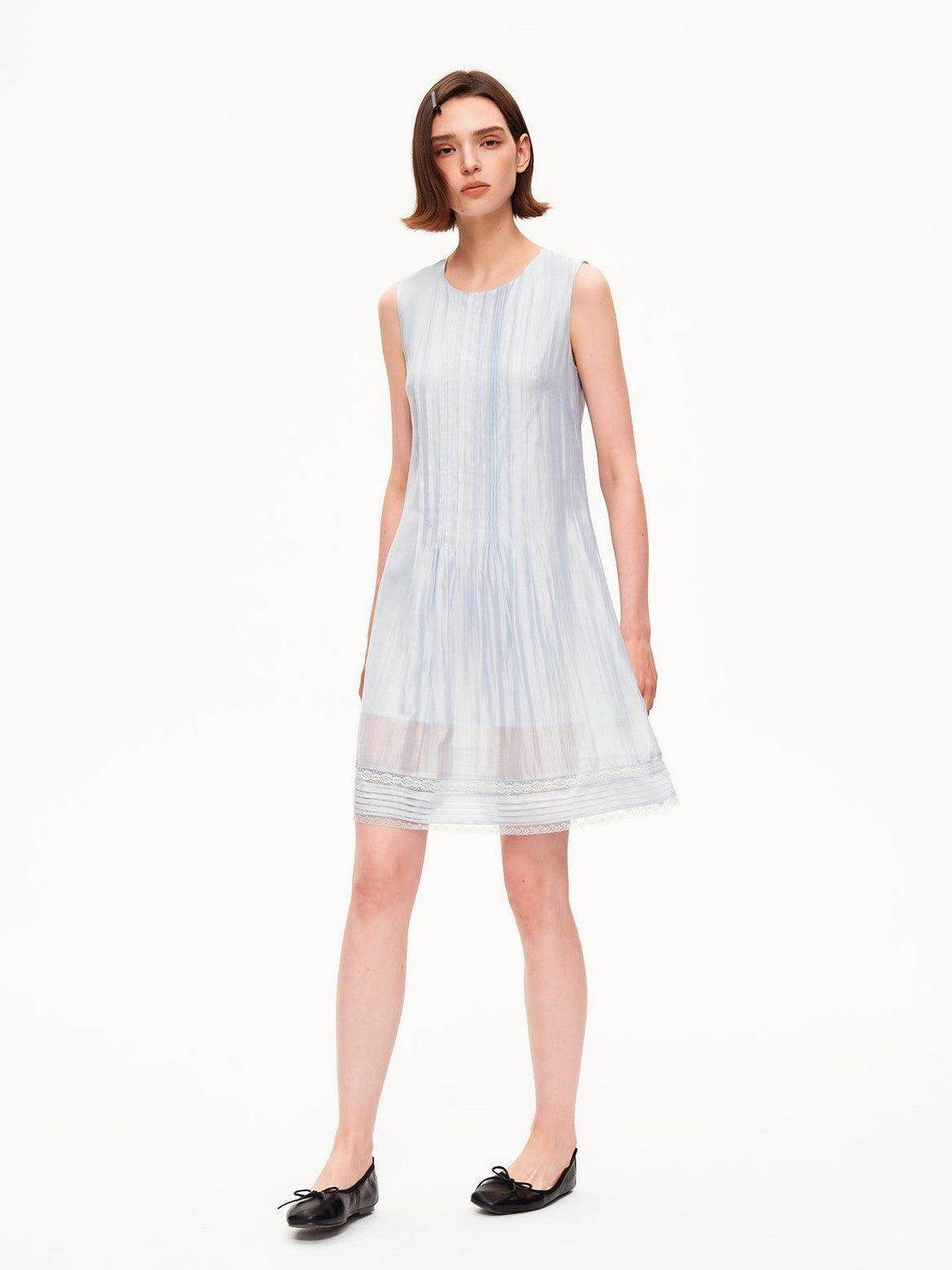 STRIKE A POSE Tuck Pleat Double Layer Aline Sleeveless Women&